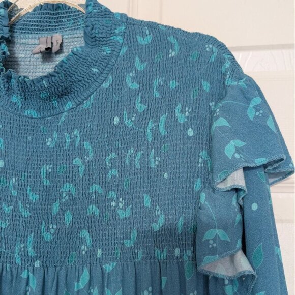 Anthropologie Bl^nk London Laura Tiered Dress Womens Size Large Blue Prairie - Picture 3 of 8